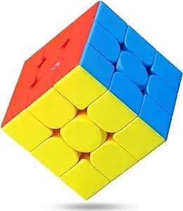 Speed Cube 3x3 Stickerless Smooth Turning Puzzle Box 56MM/2.2inch Educational Magic Cubes for Beginners Keeping Kids Busy Fidget Toy for Adults Colorful Design Gift Exercise Hand-Eye Coordination