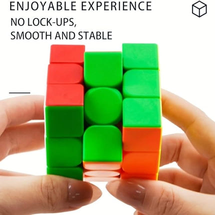 Speed Cube 3x3 Stickerless Smooth Turning Puzzle Box 56MM/2.2inch Educational Magic Cubes for Beginners Keeping Kids Busy Fidget Toy for Adults Colorful Design Gift Exercise Hand-Eye Coordination