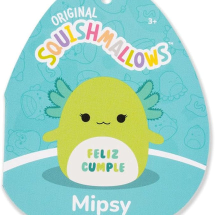 Squishmallows Original 12in Mipsy The Green Axolotl with “Feliz Cumple” Embroidery – Official Jazwares Plush (Medium-Sized)