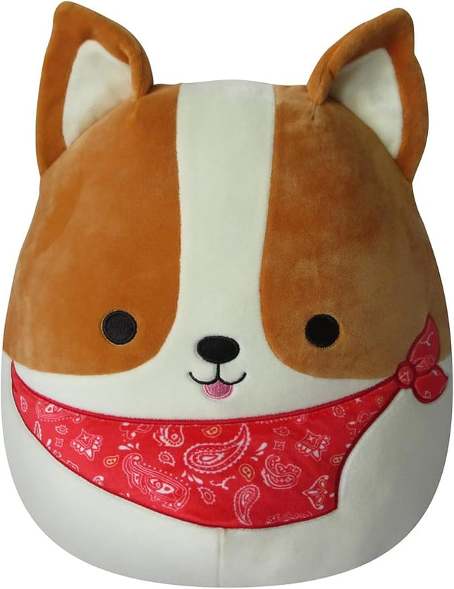 Squishmallows Original 12-Inch Reginald Corgi with Red Bandana - Medium-Sized Ultrasoft Official Jazwares Plush