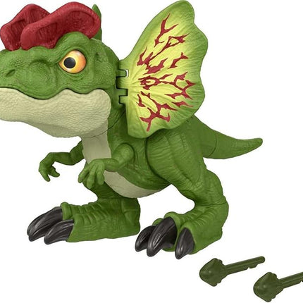 Mattel Jurassic World Uncaged Dinosaur Toy, Fierce Launchin' Dilophosaurus Figure with Shooting Action, Sound & 2 Projectiles