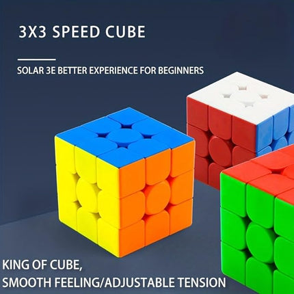 Speed Cube 3x3 Stickerless Smooth Turning Puzzle Box 56MM/2.2inch Educational Magic Cubes for Beginners Keeping Kids Busy Fidget Toy for Adults Colorful Design Gift Exercise Hand-Eye Coordination