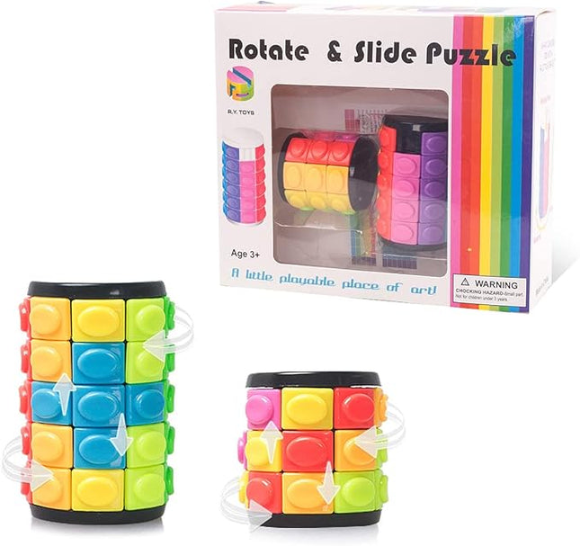 R.Y.TOYS Rotate and Slide Puzzle-Design Patent,Fidget Toys(Restore Order/Create Patterns) 8 Colors,3 and 5 Layers-Detach Piece for Quick Play,Brain Teaser,Sensory Toys Gifts,Stocking Stuffers