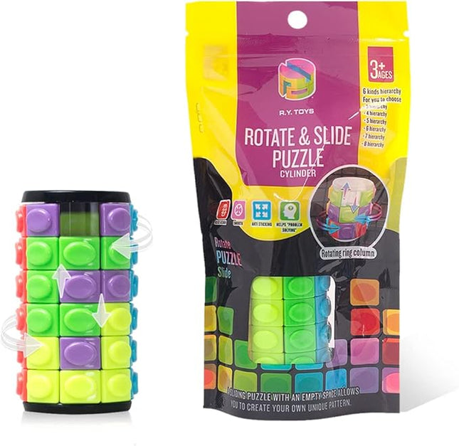 R.Y.TOYS Rotate and Slide Puzzle-Design Patent,Fidget Toys(Restore Order/Create Patterns) 8 Colors,6 Layers-Detach Piece for Quick Play,Brain Teaser,Sensory Toys,Birthday Gifts,Stocking Stuffers