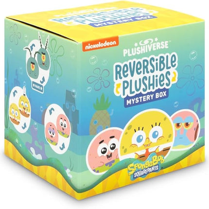 TeeTurtle Spongebob Squarepants Series Reversible Plushie Mystery Box - 3-Inch Mini Two-Sided Blind Box Plush with Embroidered Details - Cute Collectible Surprise Toy for Kids, Teens, and Adults
