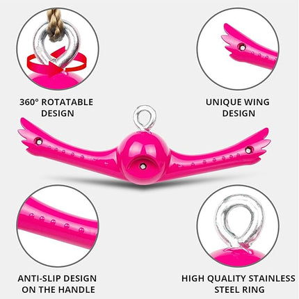 Ninja-Twister Swing Spins Set: Slackline Attachments - 360° Handle Twist-Spin Flips Toy Activate Ninja Powers - Ninja Warrior Accessories - Kids Ninja Hang Toys for Playground Backyard,Pink