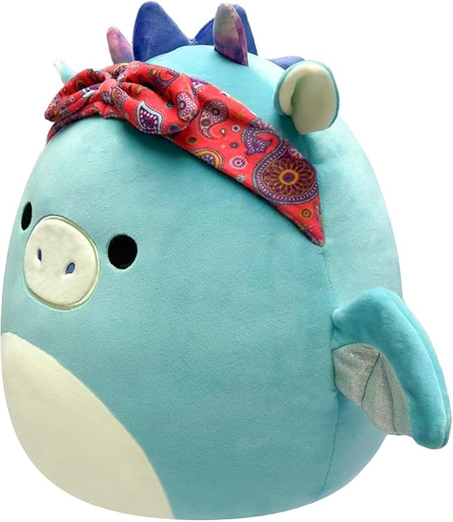 Squishmallows Original 14-Inch Tatiana Teal Dragon with Red Bandana - Large Ultrasoft Official Jazwares Plush