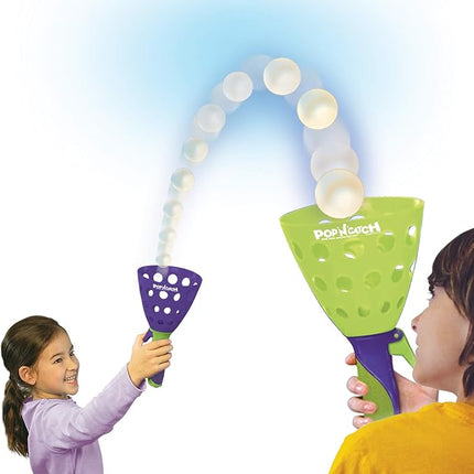 Geospace Original POP 'N Catch Family Skill Game with 2 Launchers - Launch & Catch The Ball for Hours of Fun! Perfect for Backyard, Beach or Tailgate Parties! Outdoor or Indoor Fun for Kids & Adults