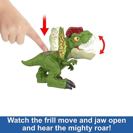 Mattel Jurassic World Uncaged Dinosaur Toy, Fierce Launchin' Dilophosaurus Figure with Shooting Action, Sound & 2 Projectiles
