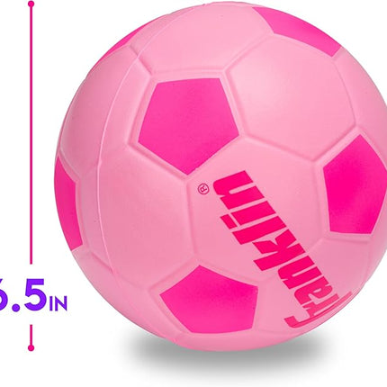 Franklin Sports Kids Foam Soccer Ball - Mini Soft Foam Youth Soccer Ball - Indoor + Outdoor Toy Soccer Ball for Kids - Probrite 6.5" Mini Foam Ball - Soft Backyard + Practice Toy Ball - Pink