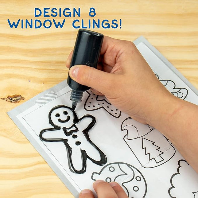 Made By Me Create Your Own Holiday Window Art by Horizon Group USA, Make 20 Projects, Includes Winter-Themed Suncatcher Frames & Window Clings, Glitter Paint, Paint Tubes, Suction Cups & Cording