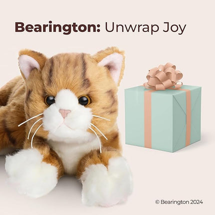 Bearington Tabby Stuffed Cat Animal - 15" Realistic Striped Orange Cat Stuffed Animal with Soft Fur and Floppy Body for Toddlers - Cuddly Kitten Plush Gift for Kids and Feline Lovers