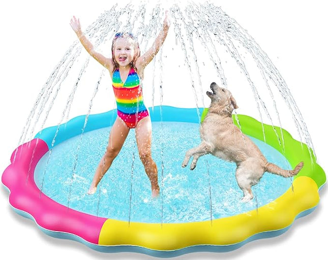 Jasonwell Splash Pad Sprinkler for Kids Splash Play Mat Outdoor Water Toys Inflatable Splash Pad Baby Toddler Pool Boys Girls Children Outside Backyard Dog Sprinkler Pool Age 1 2 3 4 5 6 7 8 9 M