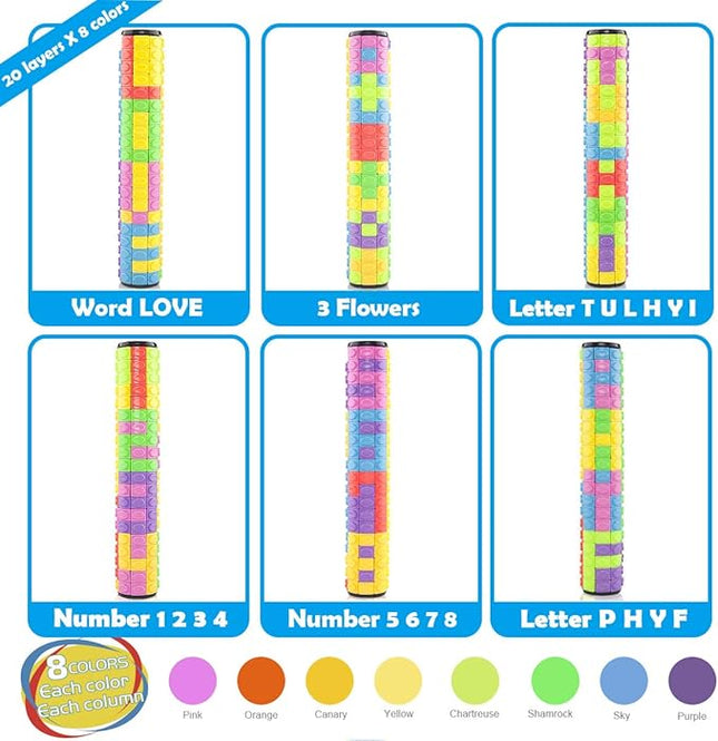 R.Y.TOYS Rotate and Slide Puzzle-Design Patent,Fidget Toys(Restore Order/Create Patterns) 8 Colors,20 Layers-Detach Piece for Quick Play,Brain Teaser,Sensory Toys,Birthday Gifts,Stocking Stuffers