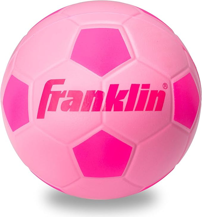 Franklin Sports Kids Foam Soccer Ball - Mini Soft Foam Youth Soccer Ball - Indoor + Outdoor Toy Soccer Ball for Kids - Probrite 6.5" Mini Foam Ball - Soft Backyard + Practice Toy Ball - Pink