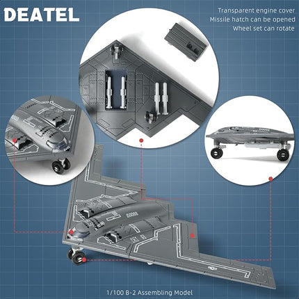 1/200 Scale B-2 Spirit Military Aircraft Toy Quick Build Model USAF Stealth Strategic Heavy Bomber Plastic Building Airplane Model Kit Gift for Adults and Kids (20 Pieces)