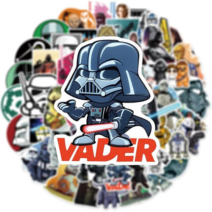 50Pcs Star Wars Stickers, Cool Cartoon Movie Waterproof Vinyl Decal for Adult Teen Kids Laptop, Travel Case, Phone, Bike, Water Bottle, Guitar, Computer, Skateboard