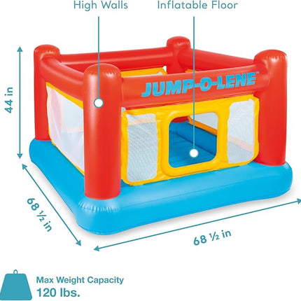 Intex Inflatable Jump-O-Lene Trampoline Bounce House with Crawl-Thru Door & Net - Indoor & Outdoor Backyard Blow-Up Bouncy Playhouse for Kids Ages 3-6
