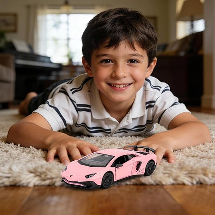 1/36 Scale Lamborghini Aventador LP700-4 Casting Model Car, Zinc Alloy Pull Back Vehicles Toy Car for Toddlers Kids Boys Girls Gift (Pink)