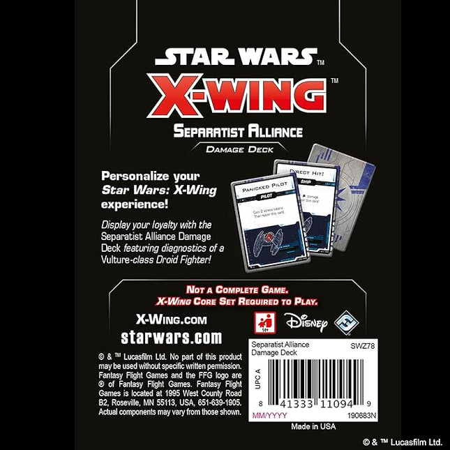 Star Wars X-Wing 2nd Edition Miniatures Game Separatist Alliance DAMAGE DECK - Strategy Game for Kids & Adults, Ages 14+, 2 Players, 30-45 Minute Playtime, Made by Atomic Mass Games