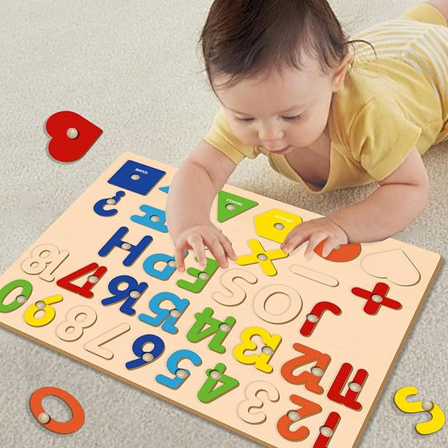 Personalized Name Puzzle for Toddlers 1-3 Wooden Alphabet Shape Number, Montesorri Toys for 1 Year Old 2 3 4 5, Customized Baby Gifts 1st Birthday for Girls & Boys Preschool Educational