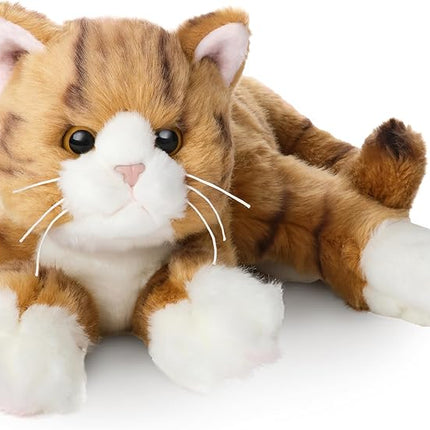 Bearington Tabby Stuffed Cat Animal - 15" Realistic Striped Orange Cat Stuffed Animal with Soft Fur and Floppy Body for Toddlers - Cuddly Kitten Plush Gift for Kids and Feline Lovers