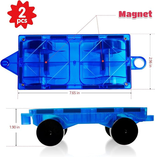 MAGBLOCK 2 Piece Car Set Suitable for Magnetic Blocks Tiles, Magnetic Toy Vehicles and Accessories Therefor Expand and Enrich Your Magnet Tiles STEM Educational Toys