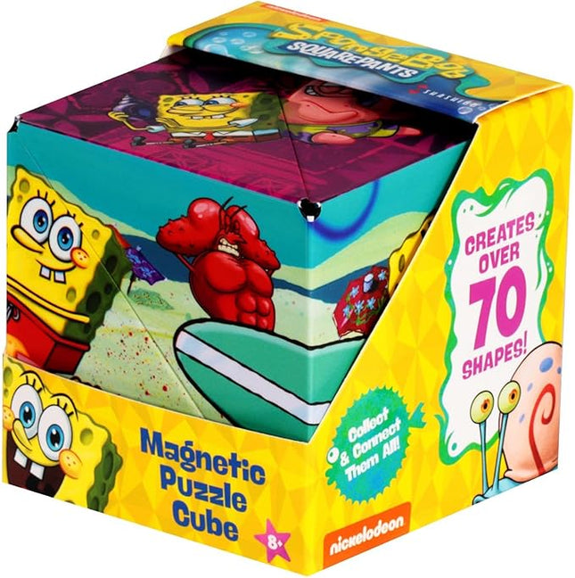 Shashibo Spongebob Squarepants Shape Shifting Box - STEM Fidget Toy with Ultra Strong Magnets - Sensory Puzzle Cube Transforms Into 100+ Shapes, Easter Basket Stuffers Gift for Kids (Beach Buddies)