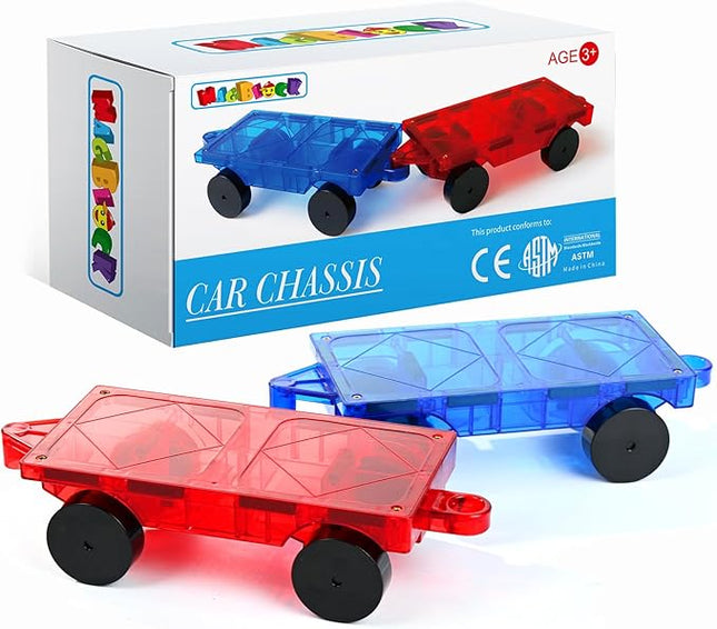 MAGBLOCK 2 Piece Car Set Suitable for Magnetic Blocks Tiles, Magnetic Toy Vehicles and Accessories Therefor Expand and Enrich Your Magnet Tiles STEM Educational Toys