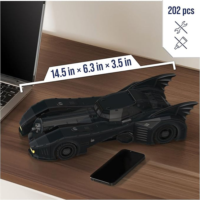 4D Build, DC Batman Retro Batmobile 3D Model Kit with Stand, Batman Collectibles & Desk Décor, Adult Puzzle, Building Toys, 202 Pieces, 3D Puzzles, Gift Ideas for Ages 12 & Up