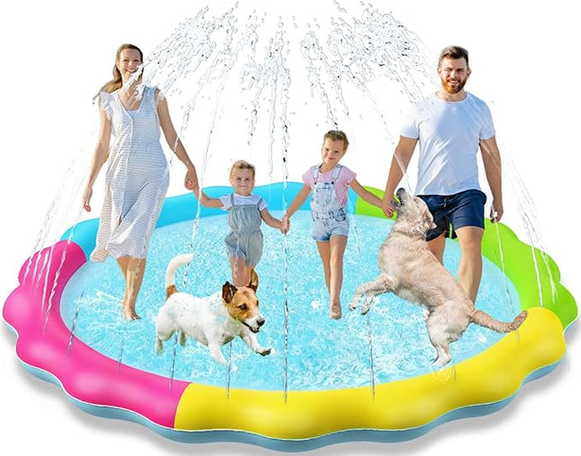 Jasonwell Splash Pad Sprinkler for Kids Splash Play Mat Outdoor Water Toys Inflatable Splash Pad Baby Toddler Pool Boys Girls Children Outside Backyard Dog Sprinkler Pool Age 1 2 3 4 5 6 7 8 9 3XL