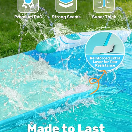 JOYIN 22.5FT Water Slide and 2 Inflatable Boards, Extra Long Heavy Duty Double Lawn Waterslide with Sprinkler for Kids Adults Backyard Summer Water Toy Outdoor Fun, Blue, Light Blue