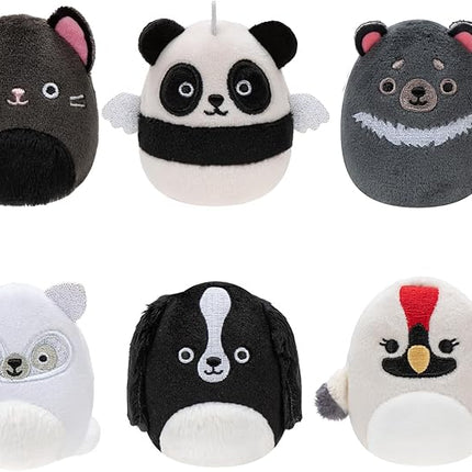 Squishville by Original Squishmallows Black and White Squad Plush - Six 2-Inch Squishmallows Plush Including Tajo, Kayce, Bambalina, Landi, Nathaniel, and Basma - Toys for Kids