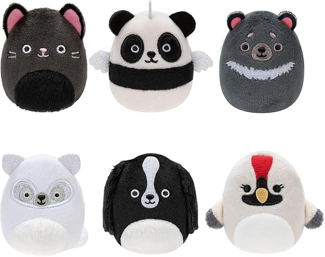 Squishville by Original Squishmallows Black and White Squad Plush - Six 2-Inch Squishmallows Plush Including Tajo, Kayce, Bambalina, Landi, Nathaniel, and Basma - Toys for Kids