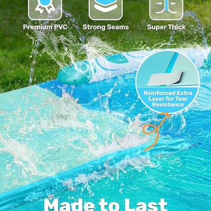 JOYIN 32.5FT Water Slide and 2 Inflatable Boards, Extra Long Heavy Duty Double Lawn Waterslide with Sprinkler for Kids Adults Backyard Summer Water Toy Outdoor Fun, Blue, Light Blue