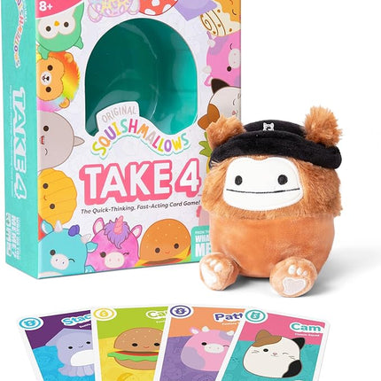 Squishmallows Take4 by Relatable, Exciting Games, Board Games and Card Games for Family Gatherings, Great for Kids Games, Includes 1 Exclusive Collectible Squishmallows, 84 Cards, and Instructions