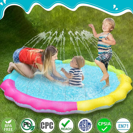 Jasonwell Splash Pad Sprinkler for Kids Splash Play Mat Outdoor Water Toys Inflatable Splash Pad Baby Toddler Pool Boys Girls Children Outside Backyard Dog Sprinkler Pool Age 1 2 3 4 5 6 7 8 9 L