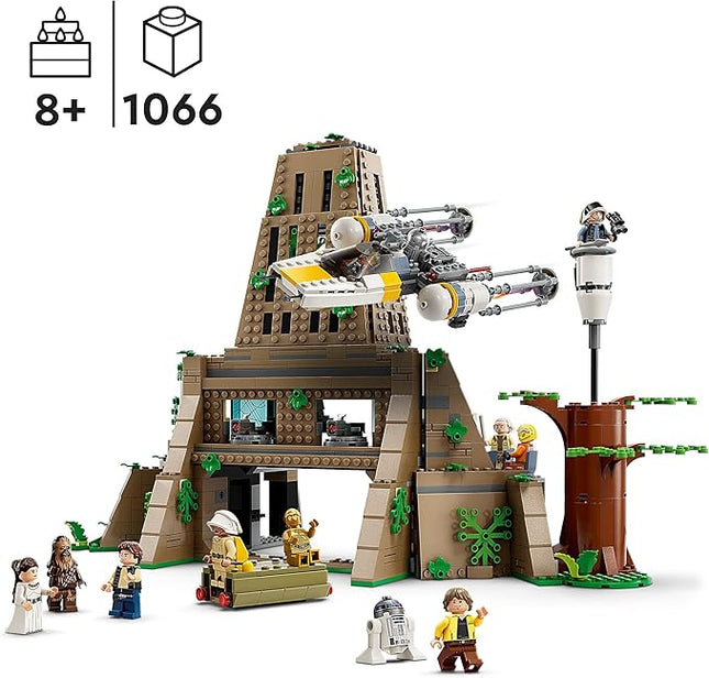 Lego 75365 Star Wars Yavin 4 Rebel Base with 10 Minifigures Including Luke Skywalker, Princess Leia, Chewbacca and 2 Droid Figures, Y-Wing Starfighter and Command Room of A New Hope
