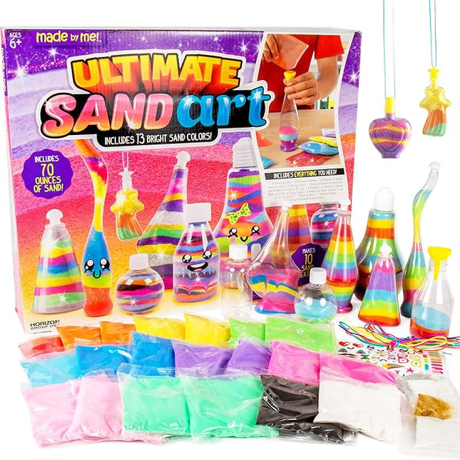 Made By Me Ultimate Sand Art Kit, Includes 13 Colors of Sand, 1 Glow in The Dark Sand with 8 Bottles, 3 Pack of Glitter, Sticker Sheet & More, Arts & Crafts, Arts and Crafts, for Ages 6+