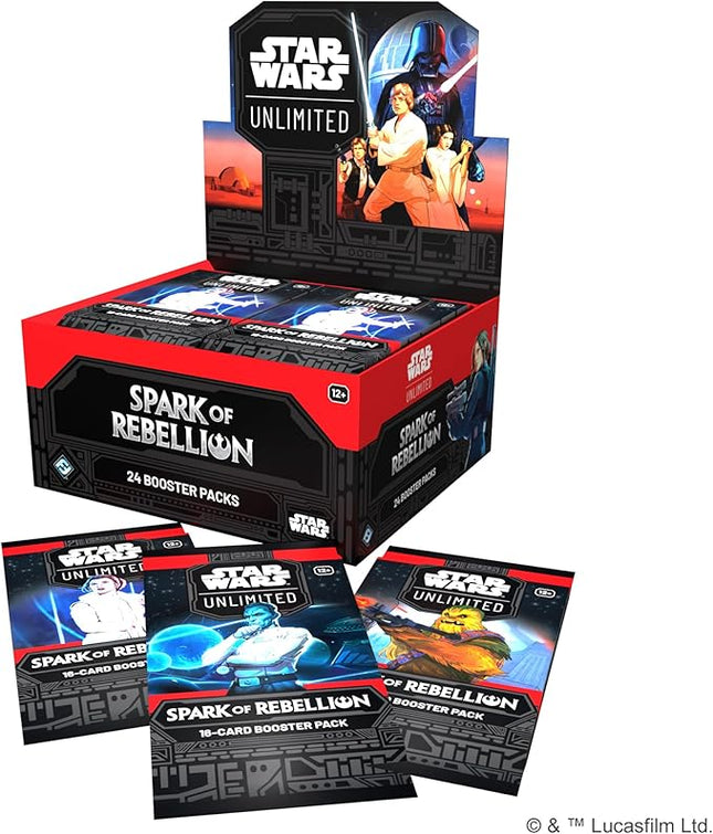 Star Wars: Unlimited TCG Spark of Rebellion Booster Display (Set of 24 Booster Packs) - Trading Card Game for Kids & Adults, Ages 12+, 2+ Players, 20 Min Playtime, Made by Fantasy Flight Games