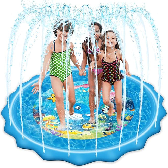 Mademax Upgraded 79" Splash Pad, Sprinkler & Splash Play Mat, Inflatable Summer Outdoor Sprinkler Pad Water Toys Fun for Children, Infants, Toddlers, Boys, Girls and Kids