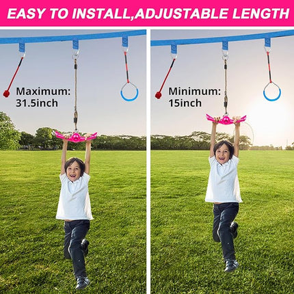 Ninja-Twister Swing Spins Set: Slackline Attachments - 360° Handle Twist-Spin Flips Toy Activate Ninja Powers - Ninja Warrior Accessories - Kids Ninja Hang Toys for Playground Backyard,Pink