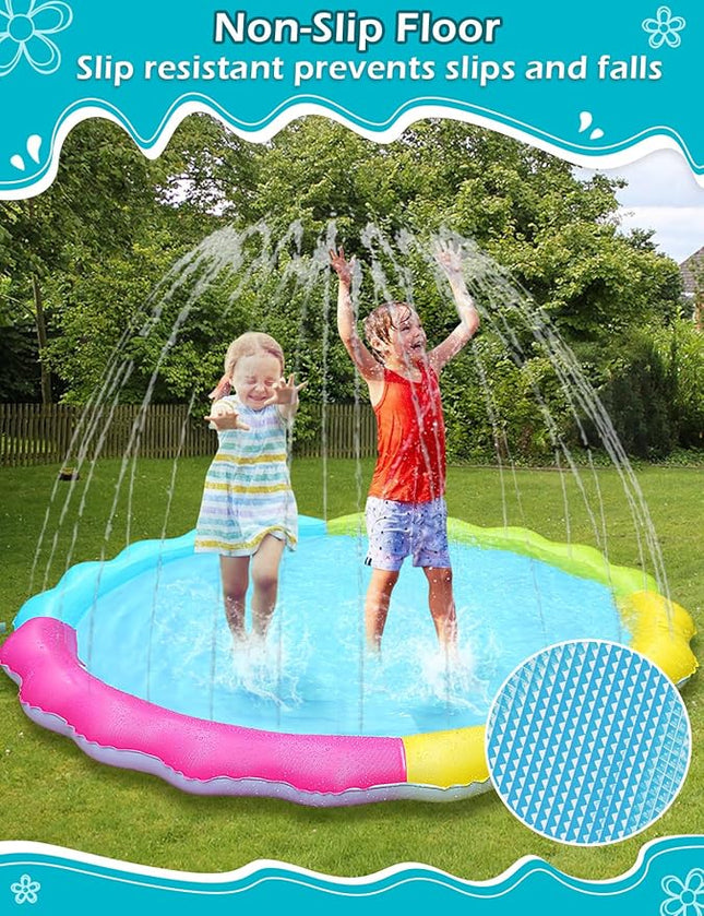 Jasonwell Splash Pad Sprinkler for Kids Splash Play Mat Outdoor Water Toys Inflatable Splash Pad Baby Toddler Pool Boys Girls Children Outside Backyard Dog Sprinkler Pool Age 1 2 3 4 5 6 7 8 9 3XL
