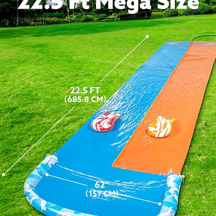 JOYIN 22.5ft Water Slides and 2 Bodyboards, Lawn Water Slide Summer Slip Waterslides Water Toy with Build in Sprinkler for Backyard Outdoor Water Fun for Kids