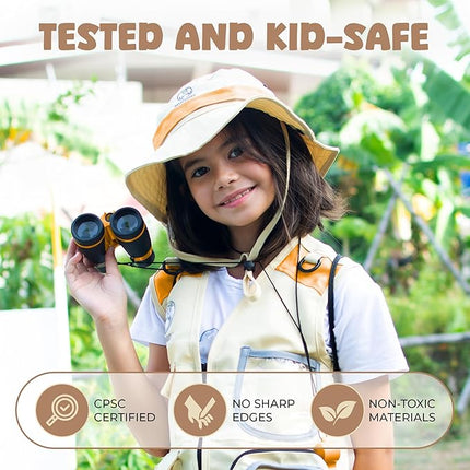 Kids Explorer Kit with Safari Vest, Hat & More - Kids Bug Catching Kit with Adventure Guide & Scavenger Hunt - Cute Dress-Up Zookeeper Costume & Safari Costume for 7-12 Year Old Boys Girls