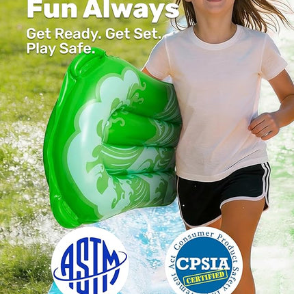 JOYIN 32.5FT Water Slide and 2 Inflatable Boards, Extra Long Heavy Duty Double Lawn Waterslide with Sprinkler for Kids Adults Backyard Summer Water Toy Outdoor Fun, Blue, Green