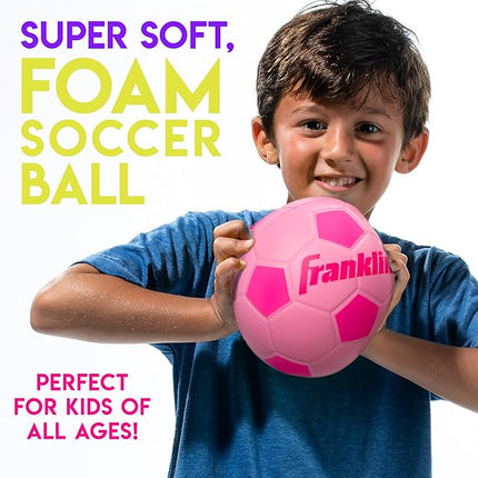 Franklin Sports Kids Foam Soccer Ball - Mini Soft Foam Youth Soccer Ball - Indoor + Outdoor Toy Soccer Ball for Kids - Probrite 6.5" Mini Foam Ball - Soft Backyard + Practice Toy Ball - Pink