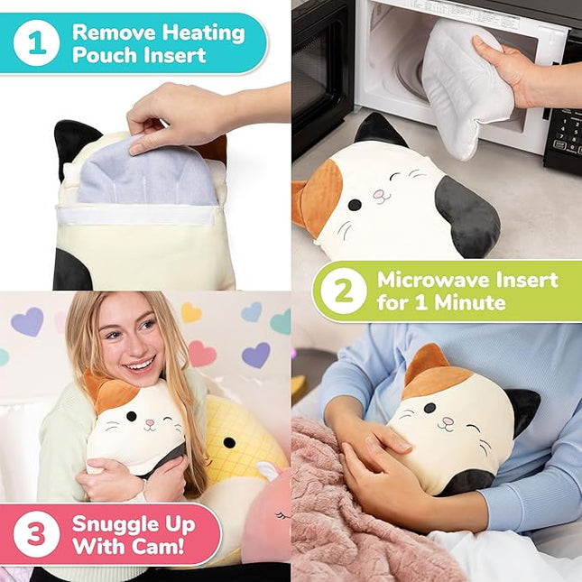 Squishmallows Cam The Cat by Relatable, Microwavable Heating Pad for Period Cramps, Easter Basket Stuffer Plushie, Easter Gift Ideas for Teens and Kids, Includes 1 Lavender Scented Heating Pad