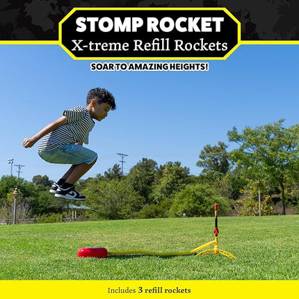 Stomp Rocket X-Treme Rocket Refills, 3 Rockets - Replacement for Rocket Launcher for Kids - Fun Backyard & Outdoor Kids Toys Gifts for Boys & Girls