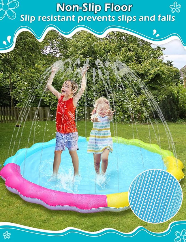 Jasonwell Splash Pad Sprinkler for Kids Splash Play Mat Outdoor Water Toys Inflatable Splash Pad Baby Toddler Pool Boys Girls Children Outside Backyard Dog Sprinkler Pool Age 1 2 3 4 5 6 7 8 9 M